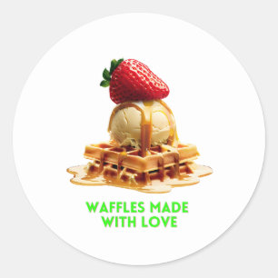 Waffle Day : Golden and Crispy Waffles Classic Round Sticker