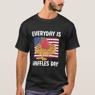 Waffle Everyday Is Waffles Day USA American Flag P T-Shirt