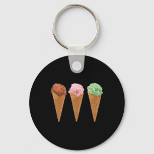 Waffle Ice Cream Cones And Chocolate Ice Cream Key Ring
