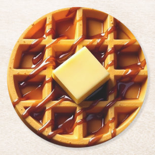 Waffle illustration  round paper coaster