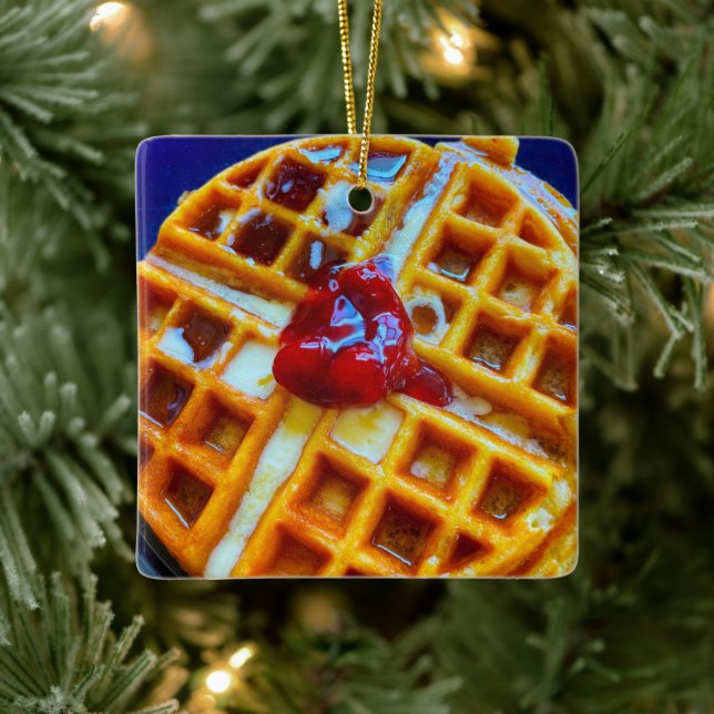 Waffle Photo Ceramic Ornament (Tree)