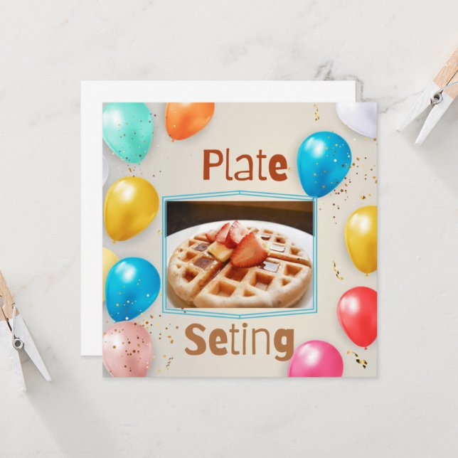 Waffle Plate Setting Breakfast Invitation (Front/Back In Situ)