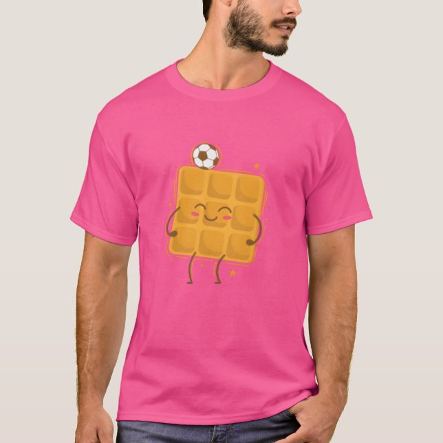Waffle playing Soccer Pastry Pastry Snack gift T-Shirt (Front)