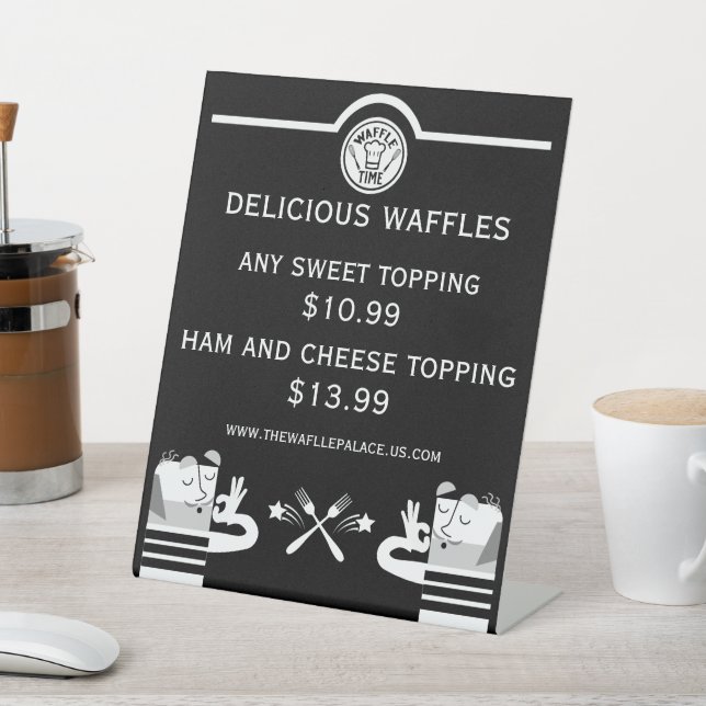 Waffle Shop Or Popup Food Stall Pedestal Sign (In SItu)