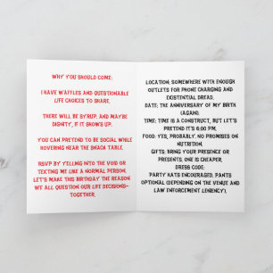 Waffle-Themed Satirical Birthday Bash Invitation