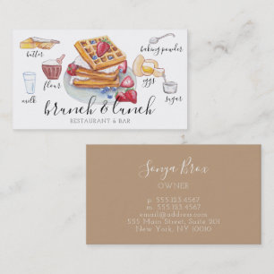 Waffle Watercolor logo restaurant Business Card