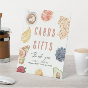 Waffles Coffee Fruits Baby Brunch Cards & Gifts Pedestal Sign