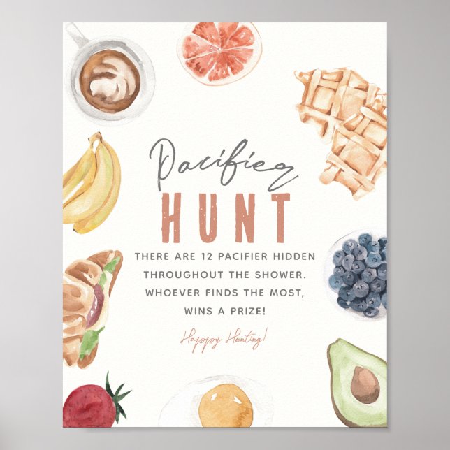 Waffles Coffee Fruits Baby Brunch Pacifier Hunt Poster (Front)