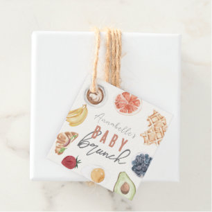 Waffles Coffee Fruits Watercolor Baby Brunch Favour Tags