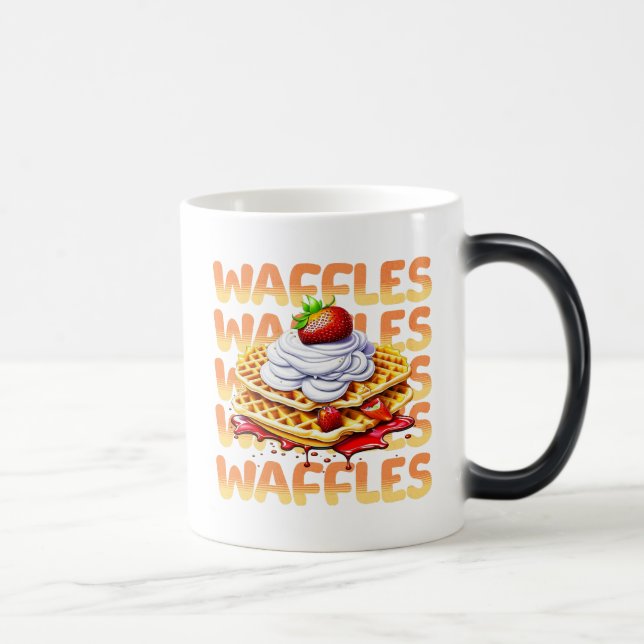 Waffles Covered in Strawberries Personalised Magic Mug (Right)