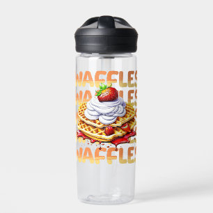 Waffles Covered in Strawberries Personalised Water Bottle