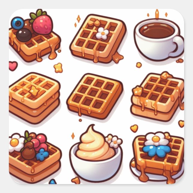 Waffles part 2 square sticker (Front)