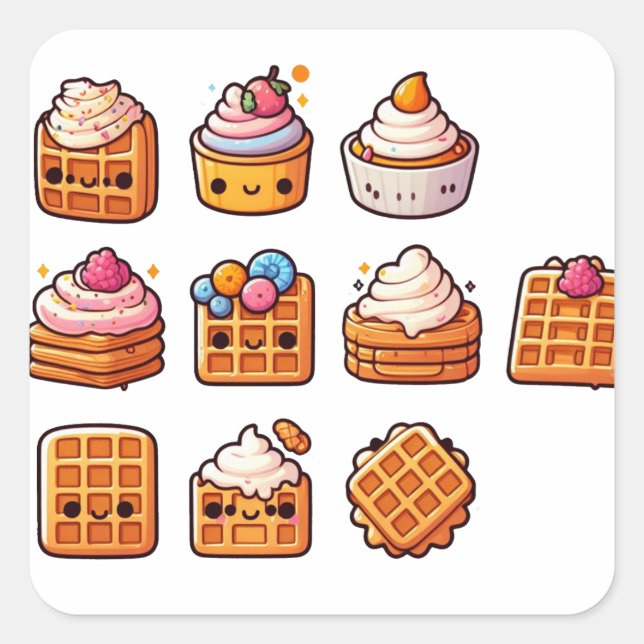 Waffles part 2 square sticker (Front)