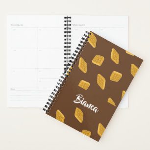 Waffles pattern on brown planner