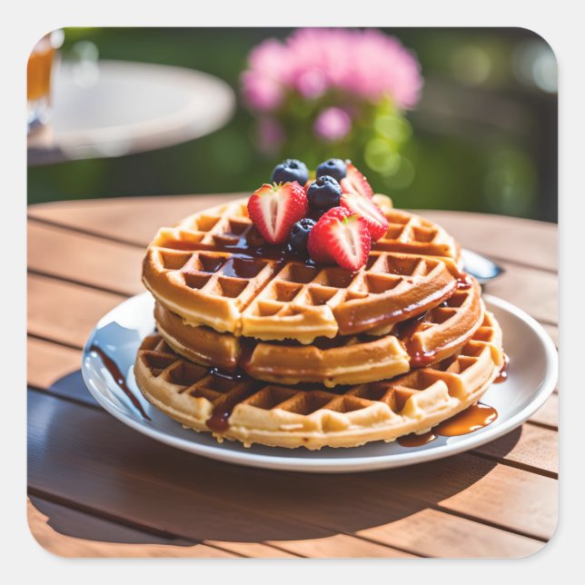 Waffles Square Sticker (Front)