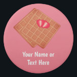 Waffles with fruit topping - sweet breakfast food eraser<br><div class="desc">A cute waffle-themed graphic and sliced strawberry on a deep raspberry pink background, for memories of a romantic breakfast in bed or maybe a lazy brunch in a European cafe. You can customise it by adding personalised text to both sides and can pick your own colour for the background if...</div>
