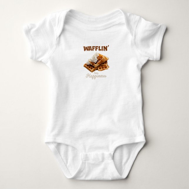 Wafflin’ Into Happiness Baby Bodysuit (Front)