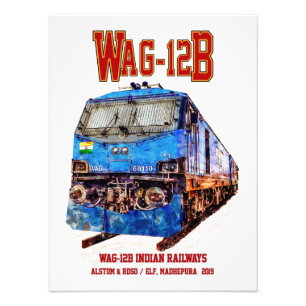 WAG-12B Locomotive. Indian Railways freight train Photo Print