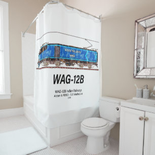 WAG-12B Locomotive. Indian Railways freight train Shower Curtain