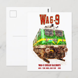 WAG-9 Locomotive. Indian Railways freight train Postcard