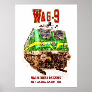 WAG-9 Locomotive. Indian Railways freight train Poster