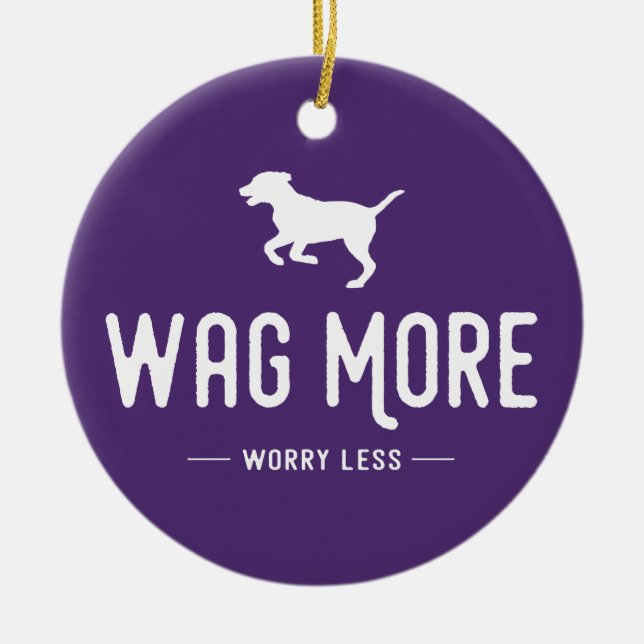 Wag More Worry Less Ceramic Tree Decoration (Front)