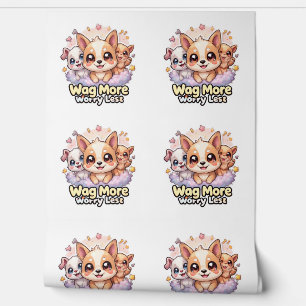Wag More Worry Less Cute Puppy Wall Mural Decor