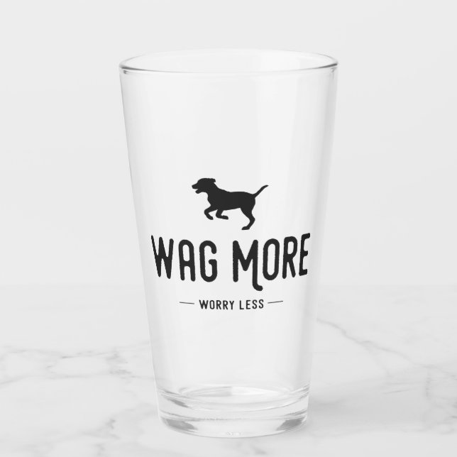 Wag More Worry Less Glass (Front)