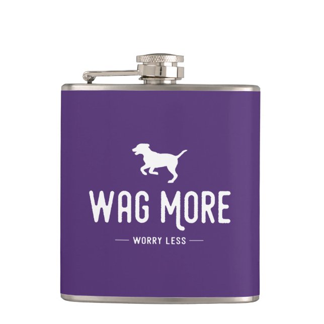 Wag More Worry Less Hip Flask (Front)