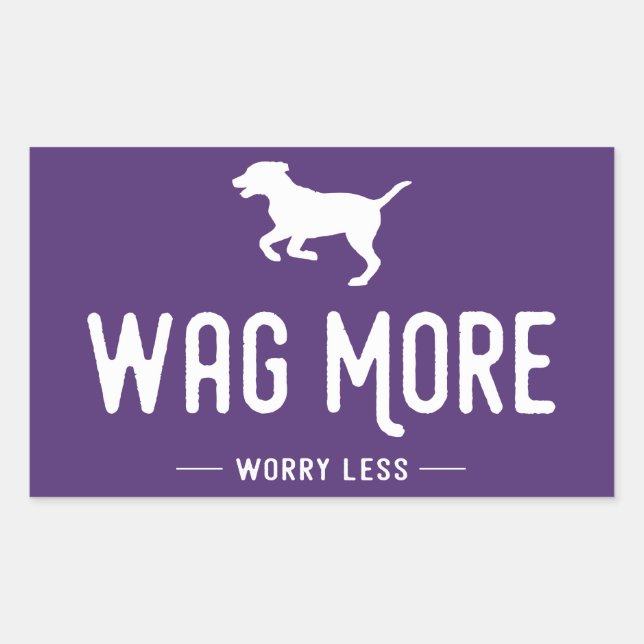 Wag More Worry Less Rectangular Sticker (Front)