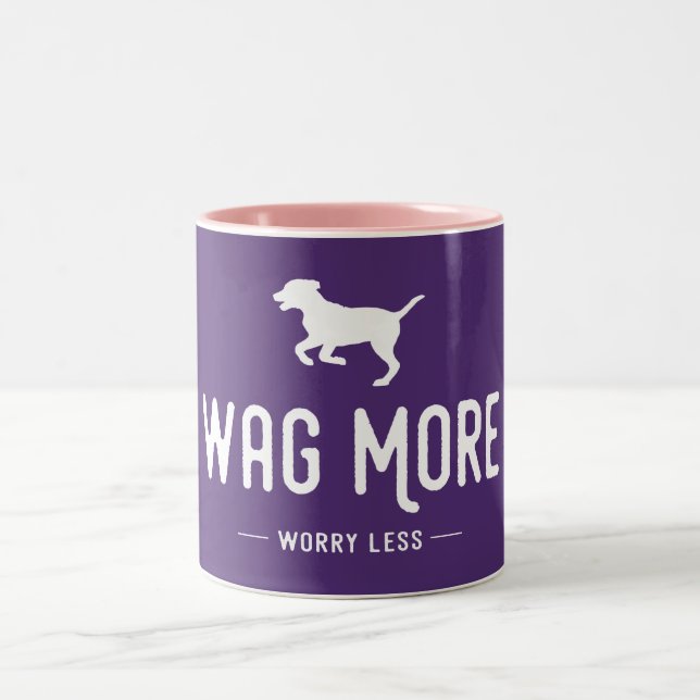 Wag More Worry Less Two-Tone Coffee Mug (Center)