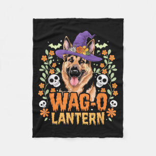 Wag-O-Lantern Spooky German Shepherd Halloween Dog Fleece Blanket