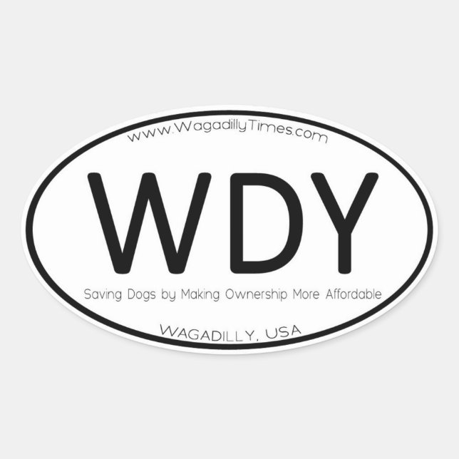 WAGADILLY Oval Location Bumper Sticker Decal (Front)