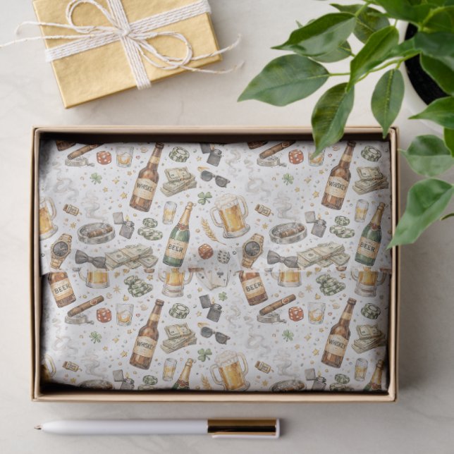 Wagers & Cheers – Watercolor Bachelor Party Design Tissue Paper (Gift)