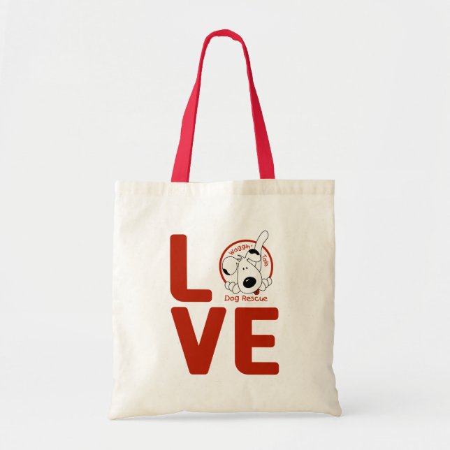 Waggin' Tails LOVE tote Bag (Front)