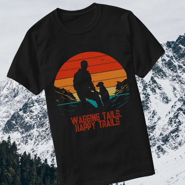Wagging Tails, Happy Trails Hiking Dog Retro T-Shirt (Creator Uploaded)