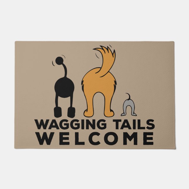 Wagging Tails Welcome Door Mat (Front)