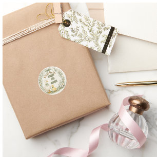 waggleinto wonder  sage green Favour Box Classic Round Sticker