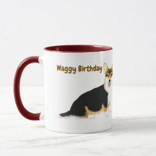 Waggy Birthday Tricolour Mug