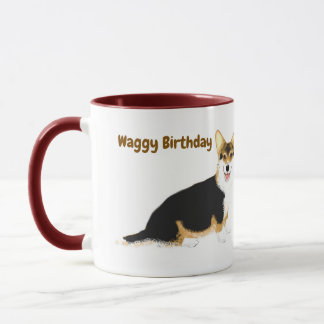 Waggy Birthday Tricolour Mug