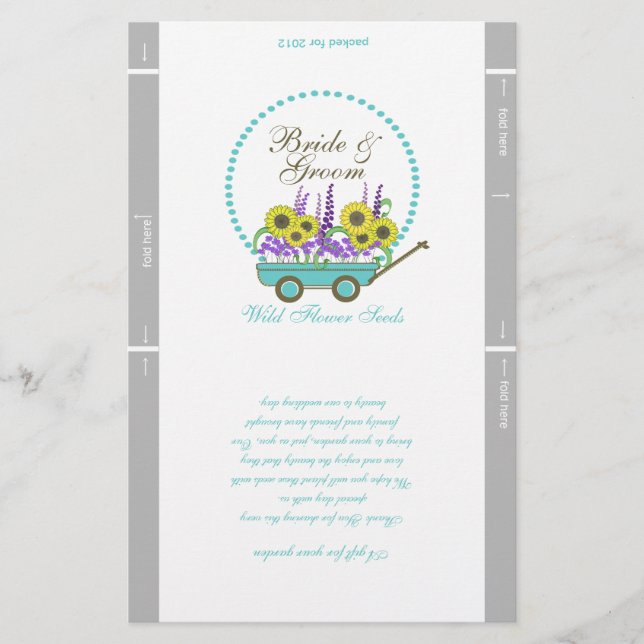 Wagon and Flowers Packet Template Wedding Favour (Front)