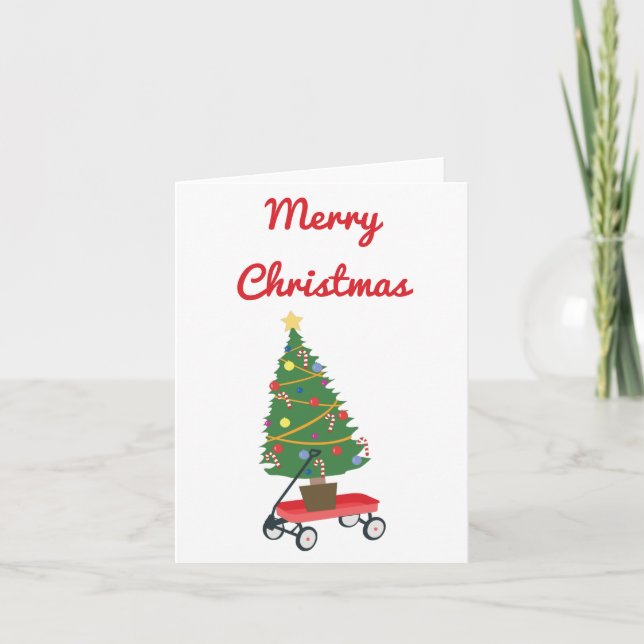 Wagon Christmas Tree Card (Front)