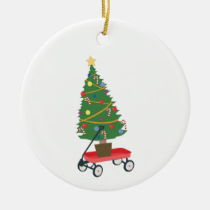Wagon Christmas Tree Ceramic Tree Decoration