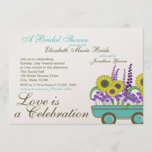 Wagon Full of Flowers Bridal Shower Invitation