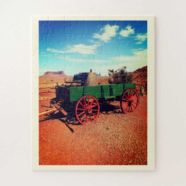 Wagon in Monument Valley Jigsaw Puzzle (Vertical)
