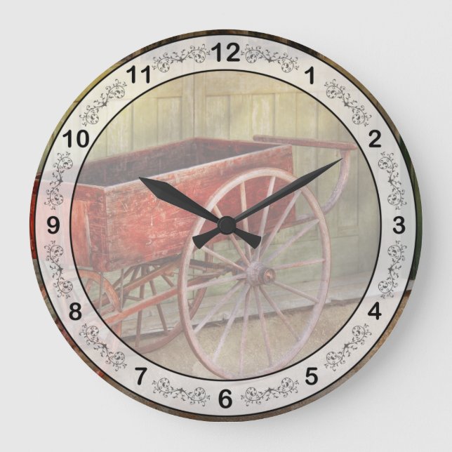 Wagon - That old red wagon Large Clock (Front)