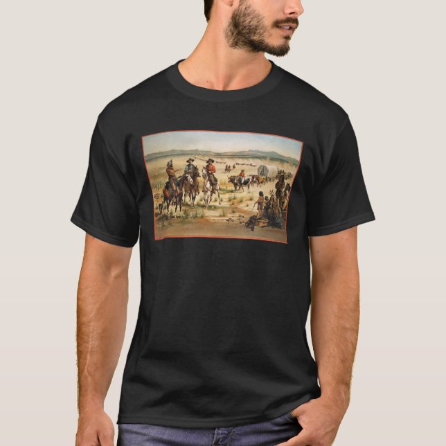 Wagon Train Vintage American West Pioneers T-Shirt (Front)