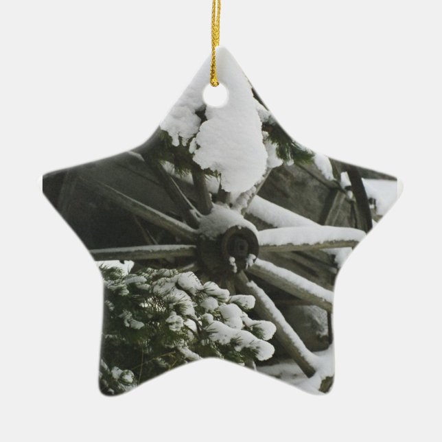 Wagon Wheel 2 Ceramic Tree Decoration (Front)