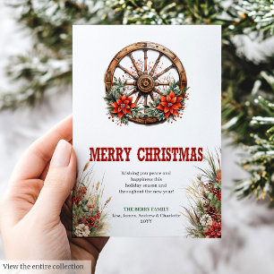 Wagon wheel Christmas greeting card printable