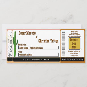 Wagon Wheel/Horse Boarding Pass Wedding Invitation